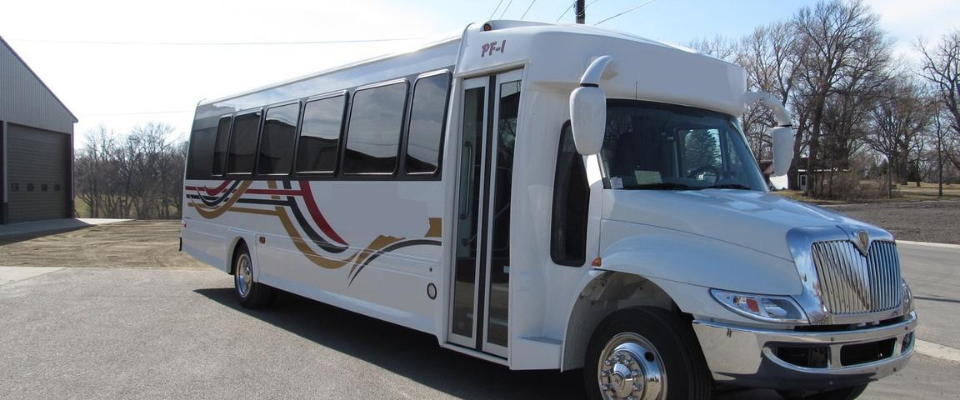 large white coach bus