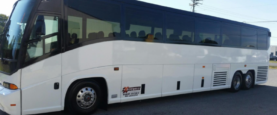 large white coach bus